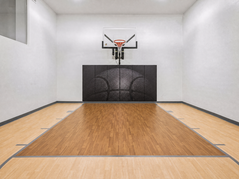 Gladiator wall-mounted basketball hoop installed in an indoor court